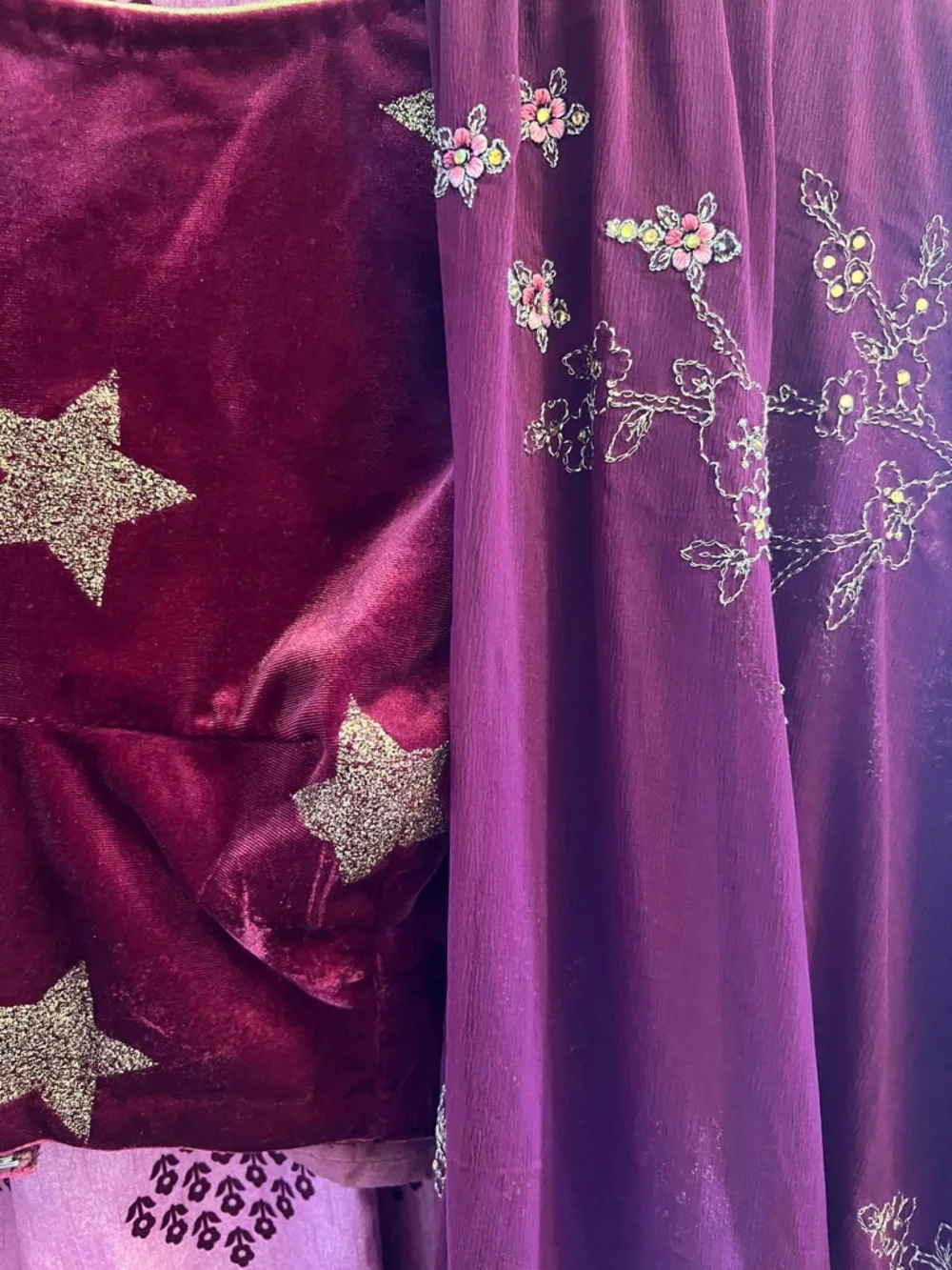 Burgundy and Pink Embroidered Lehenga Set - Picture 5 of 7